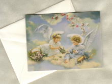 ヴィクトリア柄のちいさな封筒付カード　二つ折りカード　サンドラ・クックの天使　ヴィクトリアンのステイショナリー