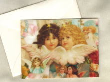 ヴィクトリア柄のちいさな封筒付カード　二つ折りカード　天使　ヴィクトリアンのステイショナリー