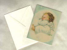 ちいさな封筒付カード　二つ折りカード　天使のあかちゃん　ヴィクトリアンのステイショナリー