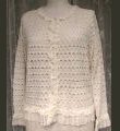 手編みカーディガン　バドローズ　マーリア　水野　陽子コレクション　綿100％<　オフ白　手編みです。