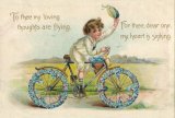 アンティーク・レプリカ・ポストカード　 自転車に乗る少年　＜子供のポストカード＞