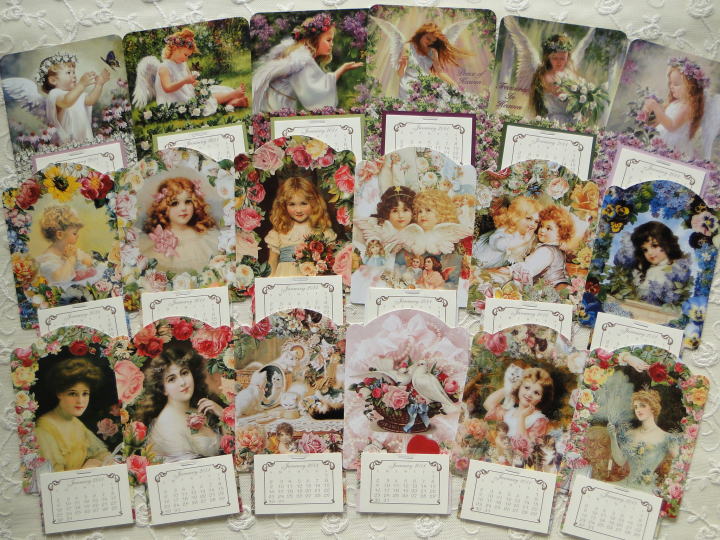 【2011年マグネット付ミニカレンダー】花に包まれた可愛い天使、愛らしい子供たち、子猫や鳩、薔薇やパンジーなど、ヴィクトリアンな図柄満載のミニカレンダーです。