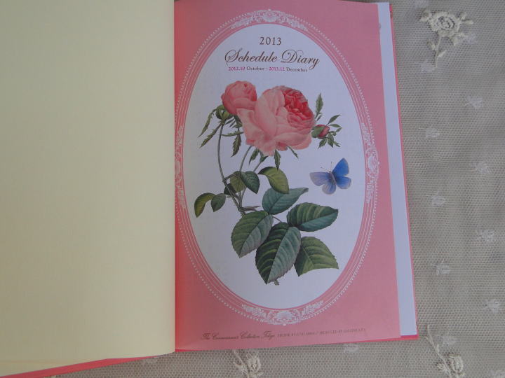 薔薇の雑貨＞2013年版 スケジュール・ダイアリー＞ルドゥーテのスケジュール帳＞薔薇のボタニカルアート、ルドゥーテのアートブック。六曜・二十四節気つきの実用的なスケジュール帳です。