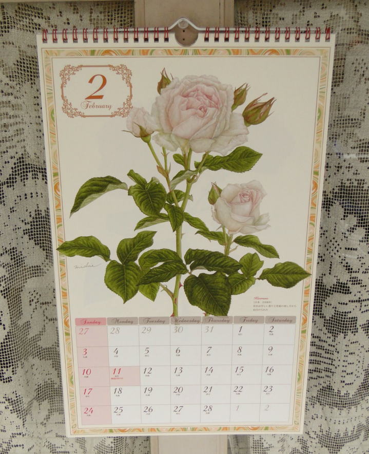 薔薇の雑貨＞2013年版 カレンダー＞12 Roses＞植物画家　山田 道惠による薔薇のカレンダー。ビッグ・サイズのダイナミックな薔薇が満載です♪