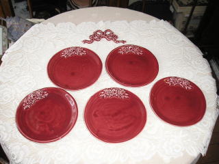 薔薇とリボンの陶器 ＞　食器　＞　リボンと薔薇のクッキープレート