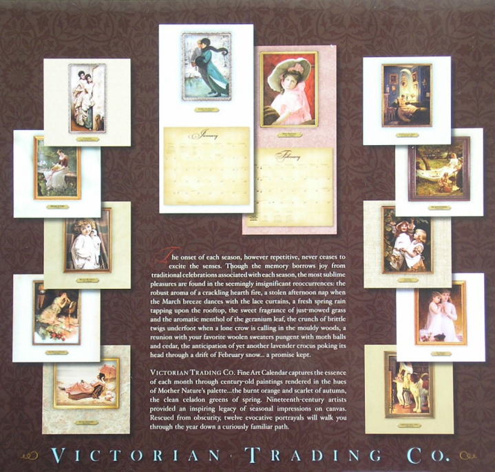ヴィクトリアン雑貨 ＞ ステイショナリー　＞　２００９年　ヴィクトリアン・カレンダー　裏面